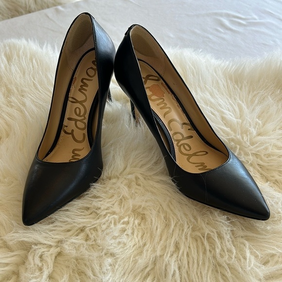 Sam Edelman black leather heels Sz 7W - Picture 1 of 7